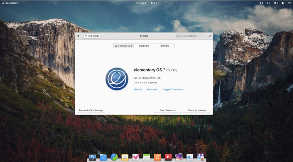 elementary OS 7 Horus Desktop