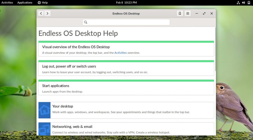 Endless OS desktop offline help