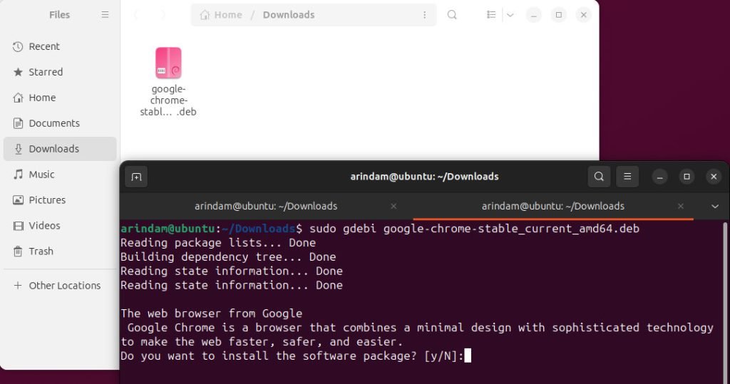 Install Google Chrome in Ubuntu using gdebi