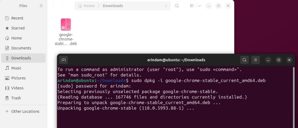 Installing Google Chrome Via terminal in Ubuntu