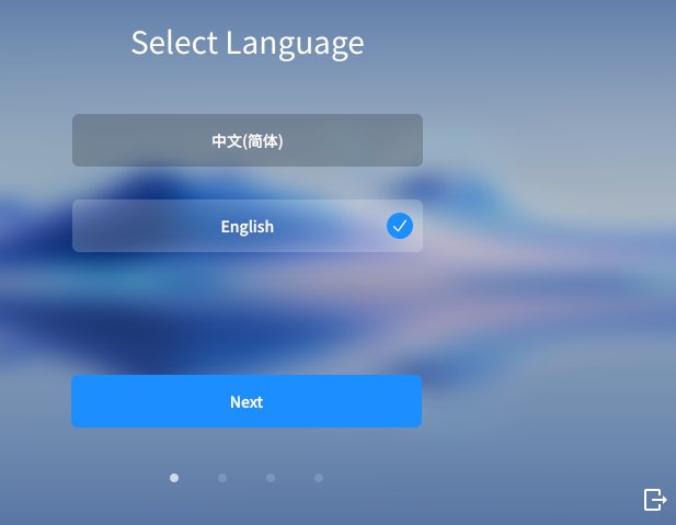 Language selection at the beginning of installation