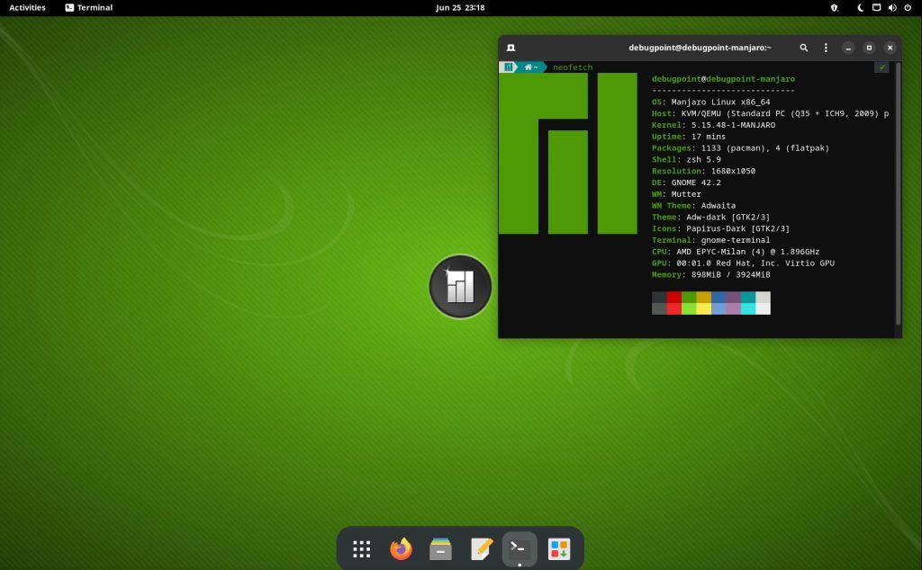 Manjaro Linux 21.3 GNOME Desktop