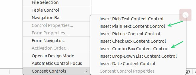 New content controls in LibreOffice 7.5