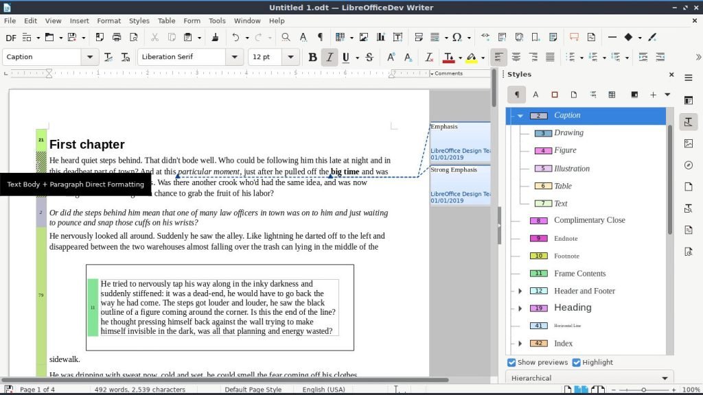 Style highlighter in LibreOffice 7.6 (Image credit Libreoffice team)