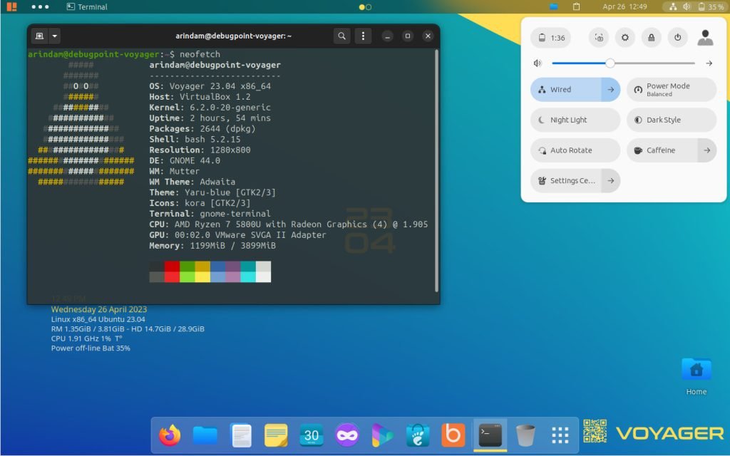 Voyager 23.04 Desktop (GNOME)
