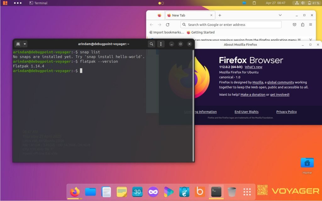 Voyager Linux 23.04 comes with default Flatpak